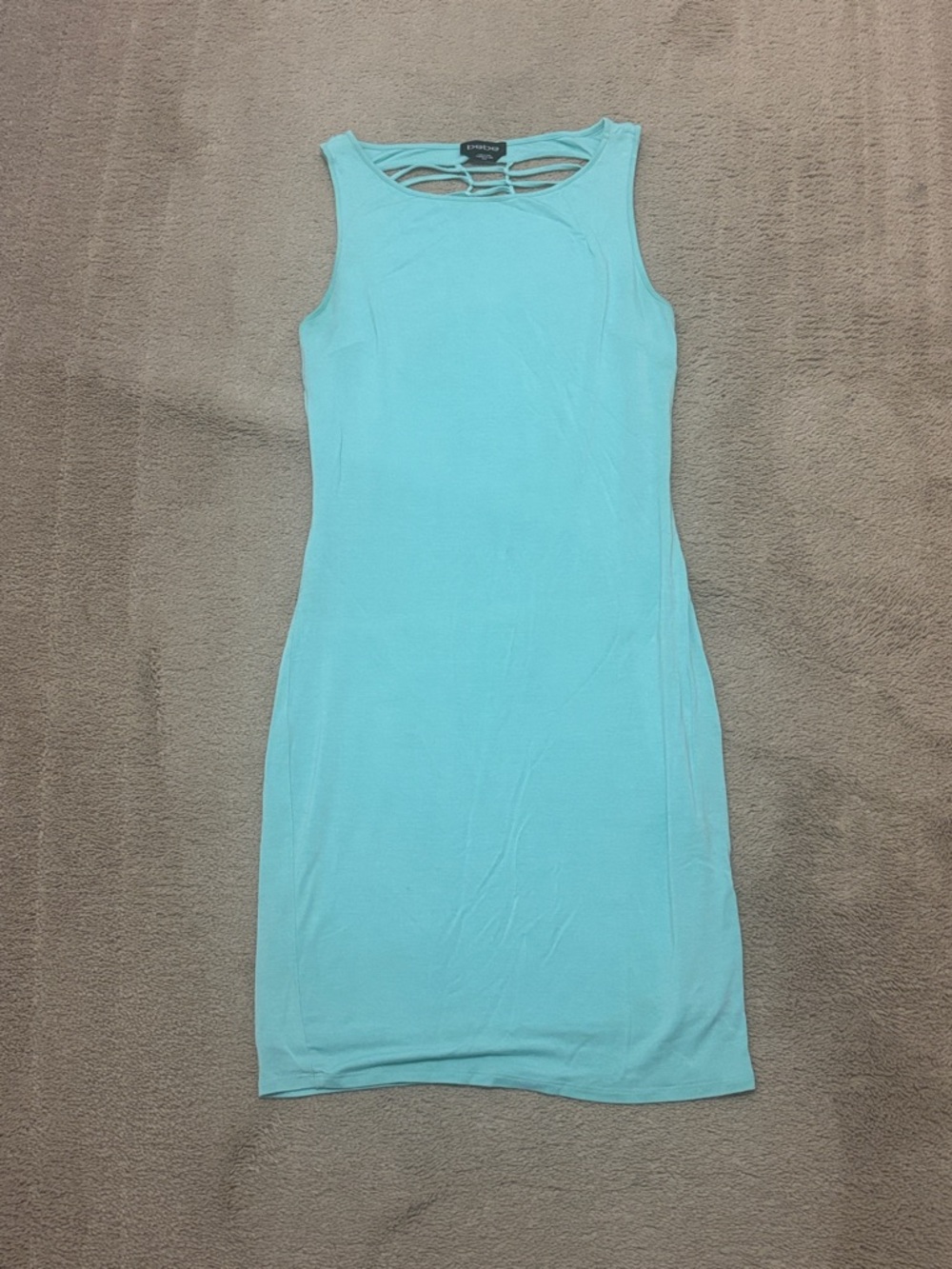 bebe Aqua Sleeveless Dress with Strappy Back Detail